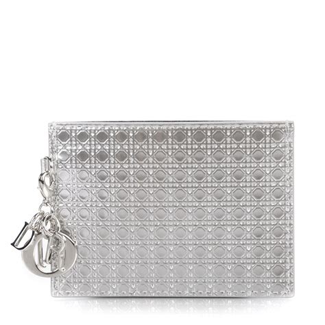 lady dior card holder in metallic champagne perforated calfskin|dior caro card holders.